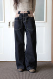 Raccoon color matching wide denim