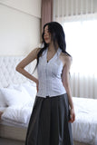 Frill Smoke Holter Neck Blouse