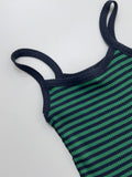 Color Matching Stripe Ribbed Sleeveless