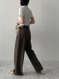 [Belt SET] With Two Tuck Wide Slacks