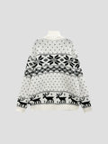 Snow Falling Design High-Neck Knit Zip-Up