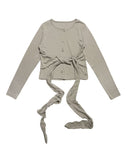 STRAP TIE BUTTON CARDIGAN
