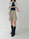 Linen round neck short sleeve T-shirt