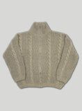 High-Neck Cable Knit Zip-Up