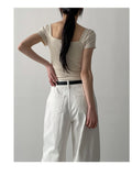 Rie RIb Square Neck Short Sleeve T-Shirt