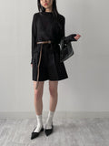 Embossed See-Through Mock Neck T-Shirt