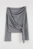 Clio wrap diagonal knit top