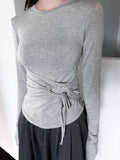 STRING HOLE SHIRRING TEE