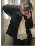Snap half tweed jacket