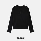 Karoo Ribbed Henley Neck Button Long Sleeve