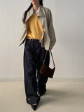 554 Roll-up selvage wide denim pants