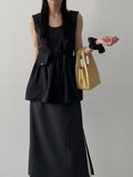 [Belt Bag SET] Smoke Sleeveless Frill Blouse