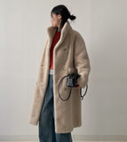 High Neck Double Long Fur Coat