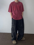 Side zipper pocket stitch balloon denim