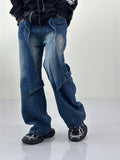 Snake flap button denim pants