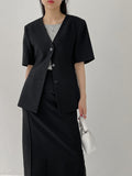 Lauder Linen No collar half jacket