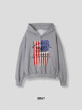 Crop Stars and Stripes Hood Zip-Up