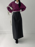 Matte Leather High Waist Long Skirt
