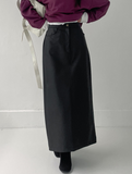 Matte Leather High Waist Long Skirt