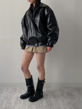 Crocker Glossy Leather Overfit Blouson