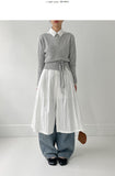 [Scarf SET] Tuyu boat neck slit crop knit