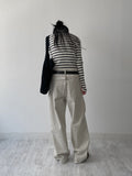 Ribbed Stripe V-Neck Tee