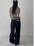 [unisex] 250 pin tuck wide denim pants
