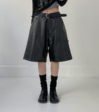 [unisex] Leather Carpenter Bermuda Wide Pants