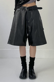 [unisex] Leather Carpenter Bermuda Wide Pants