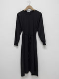 Flat Ribbed Deep-Slit Wrap One Piece