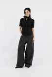 Shirring tie short sleeve shirt