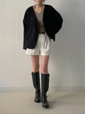 [wool20%] Smil No-Collar Robe Short Jacket