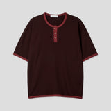 Cumin Waffle Henley Neck Short Sleeve T-Shirt
