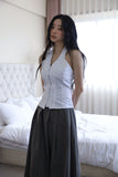 Frill Smoke Holter Neck Blouse