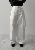 [unisex] Chino Belted Cotton Wide Pants