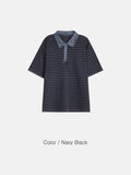 Todd Pigment Stripe Short Sleeve Collar Tee