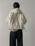 Shirring Hood Crop Padding Jumper