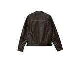 Vintage Washed Crop Leather Jacket