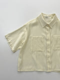 Pocket See-Through Crop Blouse