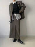 Shear Wool No-Collar Overfit Single Jacket