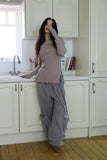 Angora fur off-shoulder knit