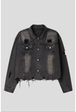 Vintage Crop Damage Denim Jacket