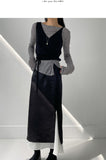 Ribbed wrap see-through layered t-shirt