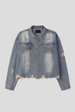 Vintage Crop Damage Denim Jacket