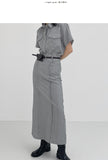 Belly Pin Tuck H-line Long Skirt