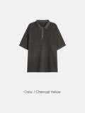 Todd Pigment Stripe Short Sleeve Collar Tee