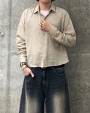 [Linen] Mate Crop Check Shirt
