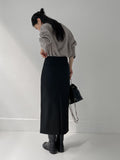 [Tie SET] Arc Raglan Round Blouse