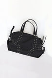Nylon studded shoulder bag