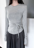 STRING HOLE SHIRRING TEE